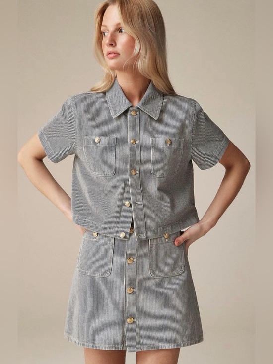 J. Crew Dresses & Skirts - J.Crew Striped Denim Shirt & Mini Skirt Matching Set (Size 4 & 26)